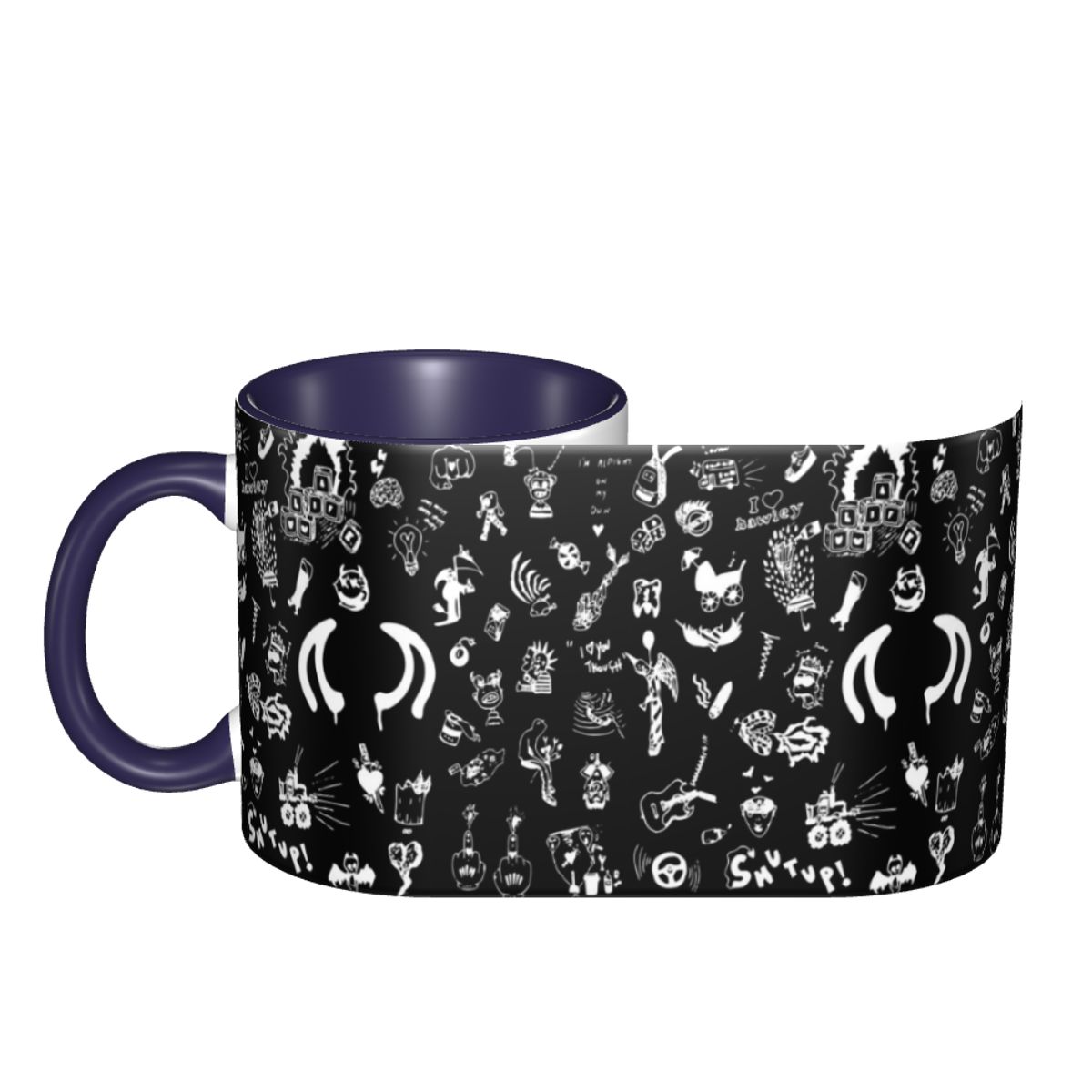 Coffee Tea Drawing - Caneca de Cerâmica Engraçada com Desenhos