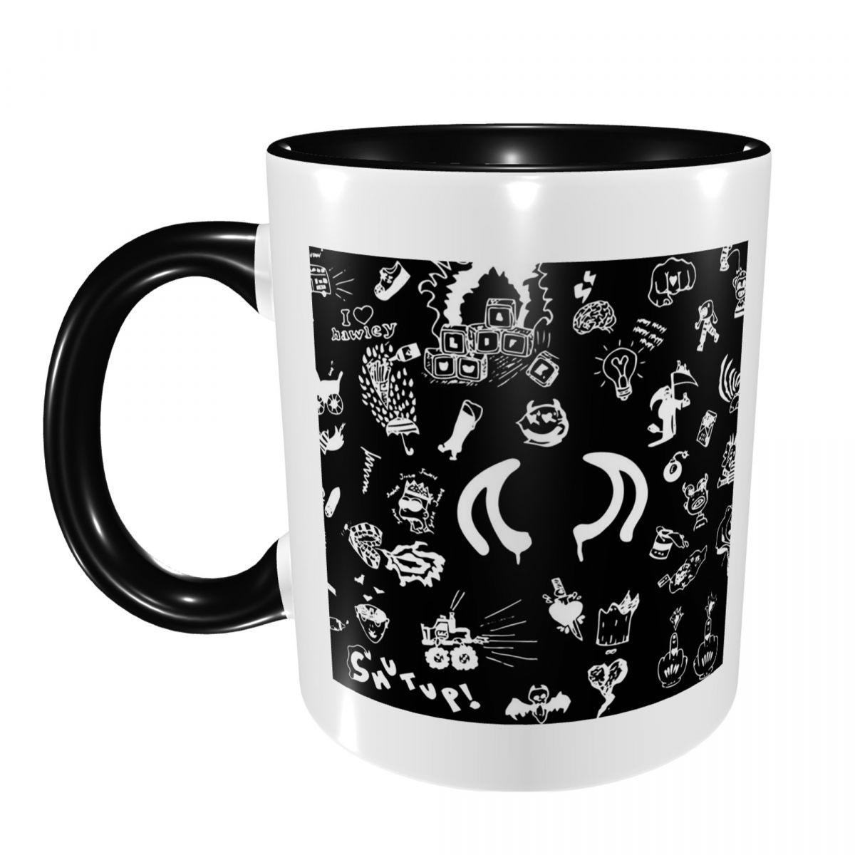 Coffee Tea Drawing - Caneca de Cerâmica Engraçada com Desenhos