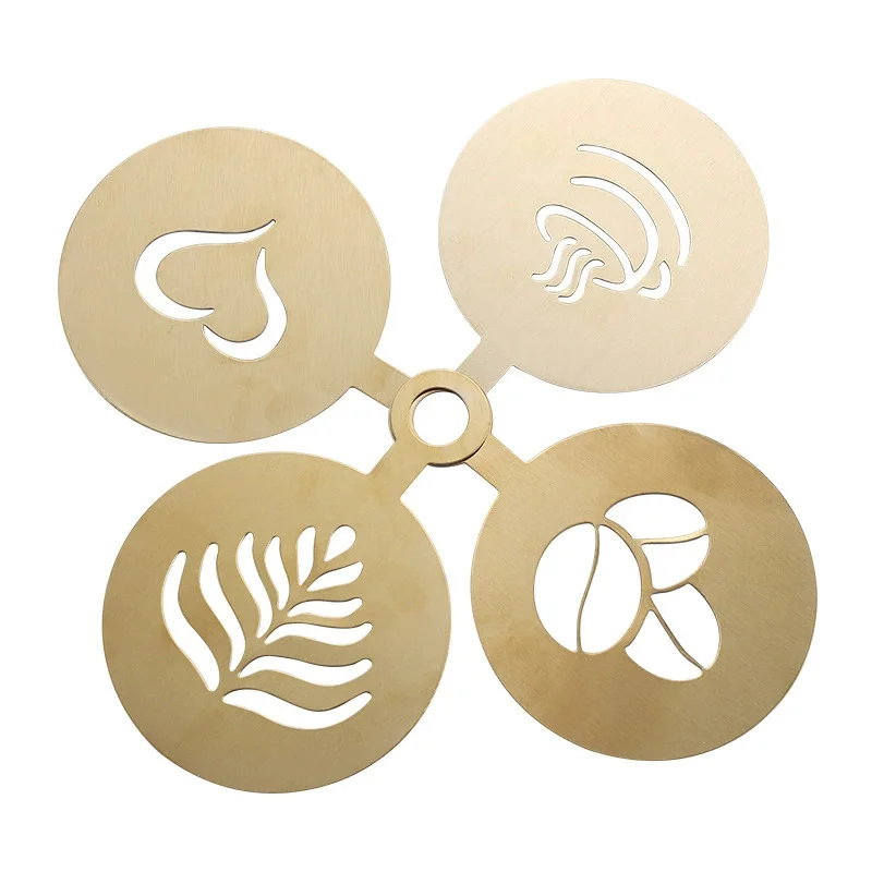Coffee Stencil Art - Conjunto de 4 Estênceis Dourados de
