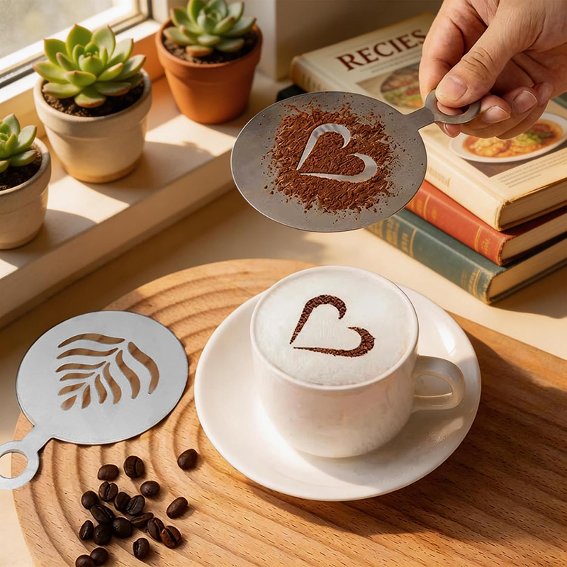 Coffee Stencil Art - Conjunto de 4 Estênceis de Café