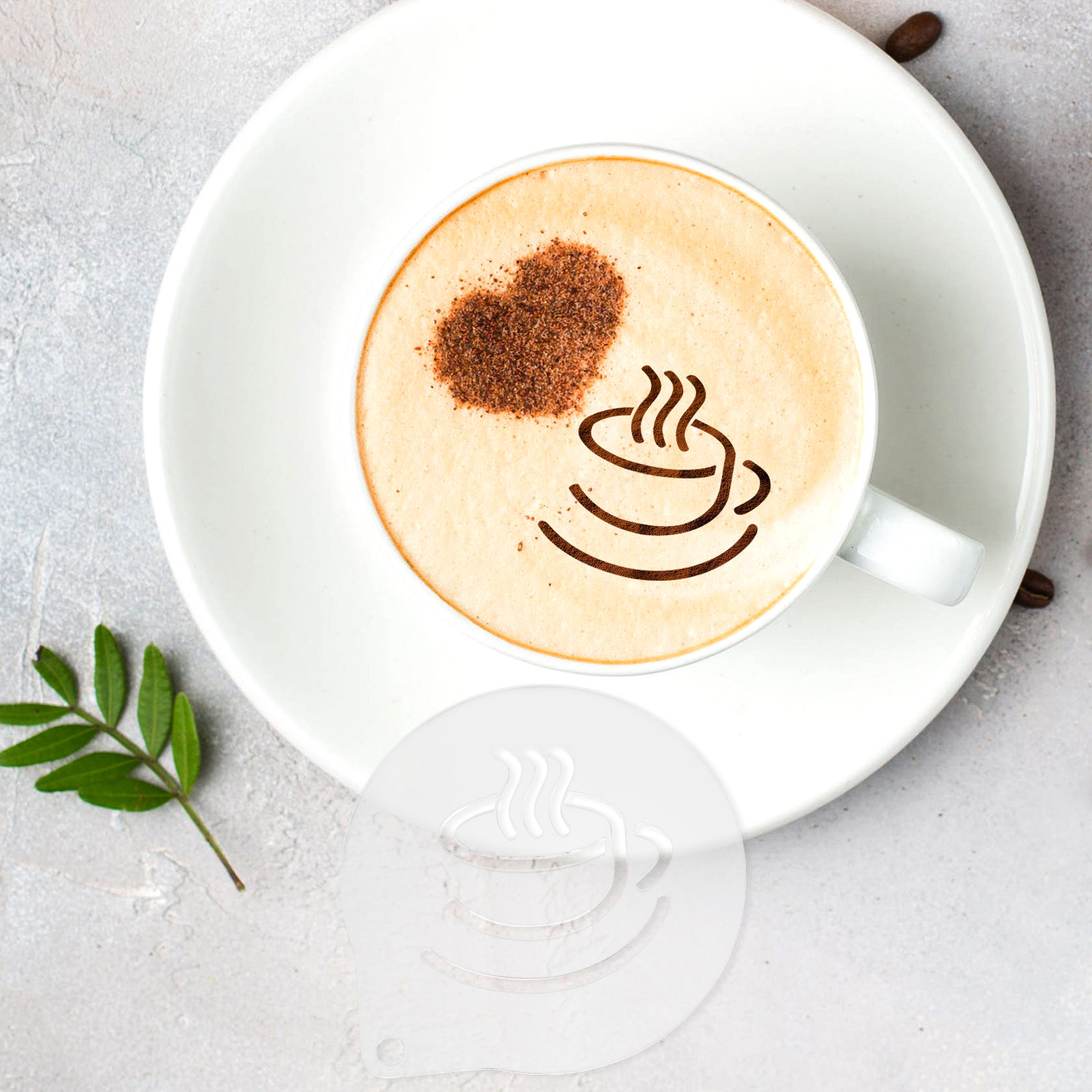 Coffee Stencil Art - Estêncil de Acrílico Leve para Café,