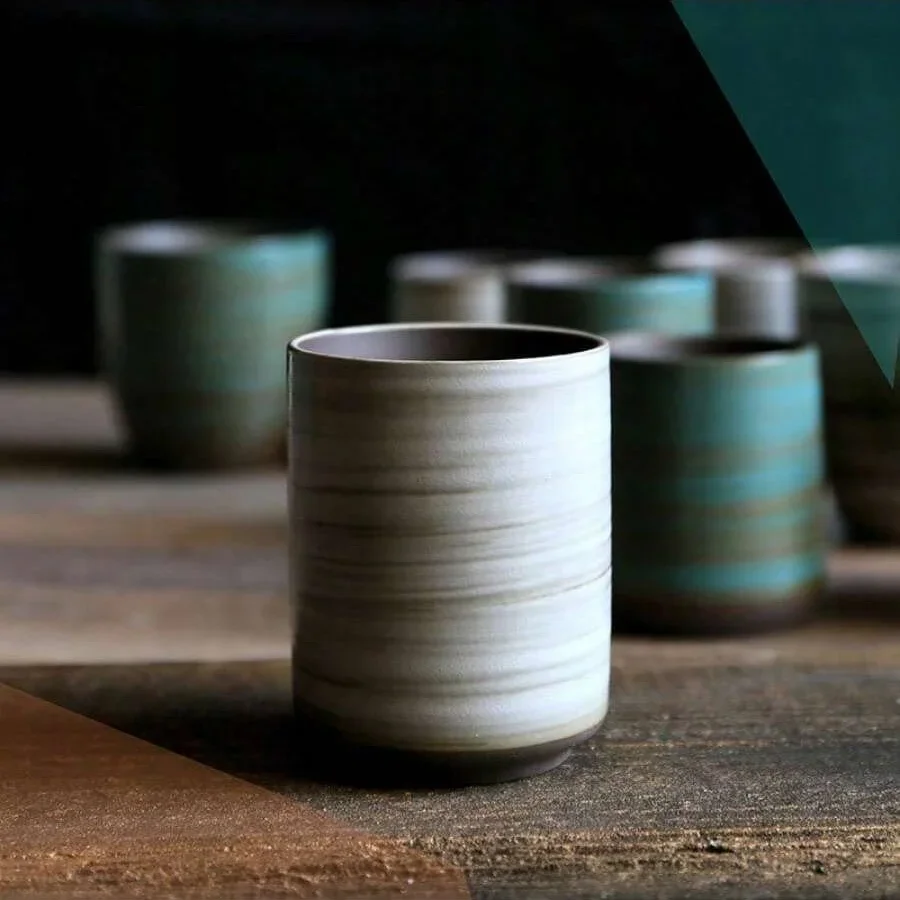 Coffee Tea Flask - Caneca de pedra esmaltada crackle pintada