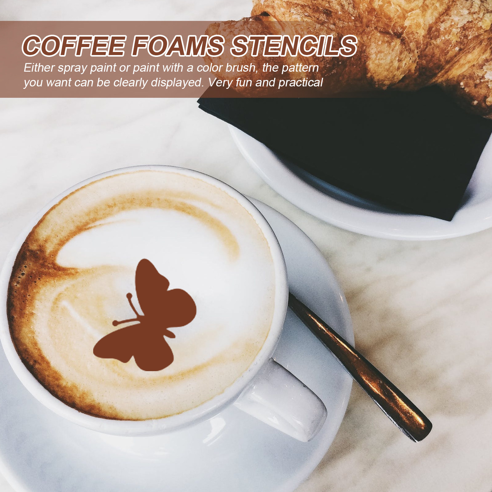 Coffee Stencil Art - 30 Peças de Estênceis para Latte
