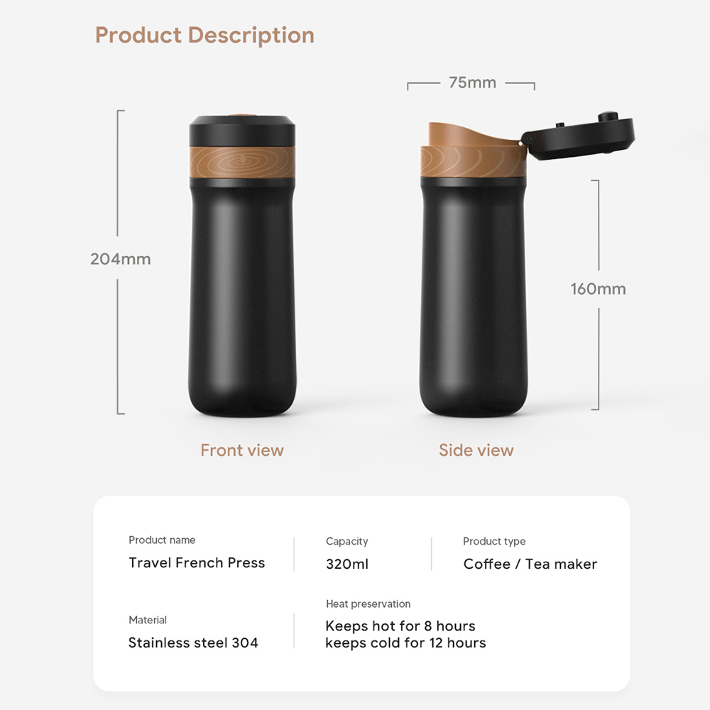 Icafilas 320ml portátil impren - Coffee Tea Press avaliação e preço