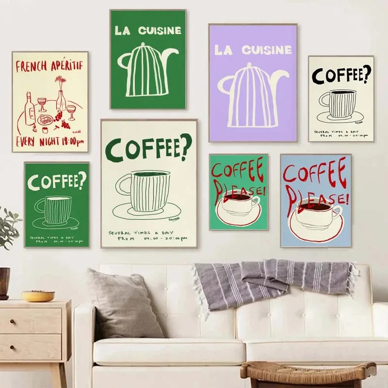 1 peça de impressão artística  - Coffee Tea Drawing avaliação e preço