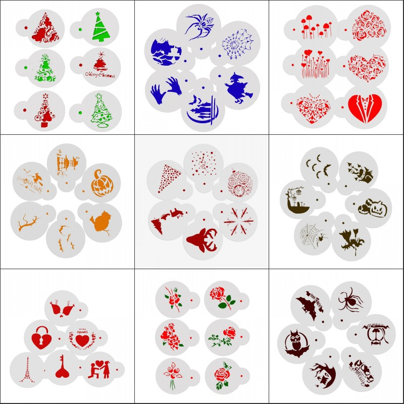Aomily 6 pçs/set Vários Festiv - Coffee Stencil Art avaliação e preço