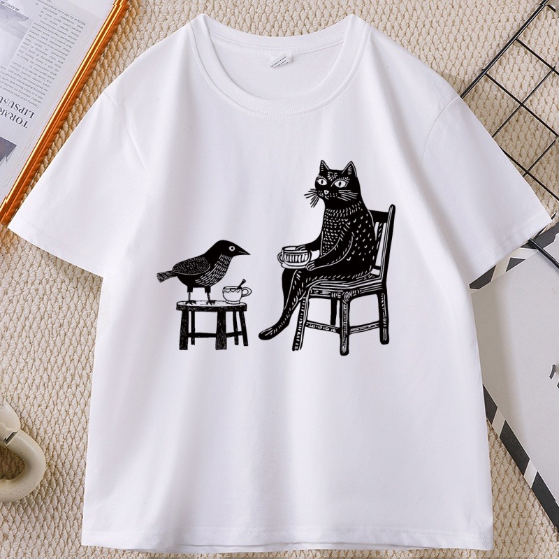 Camiseta gráfica feminina com  - Coffee Tea Drawing avaliação e preço