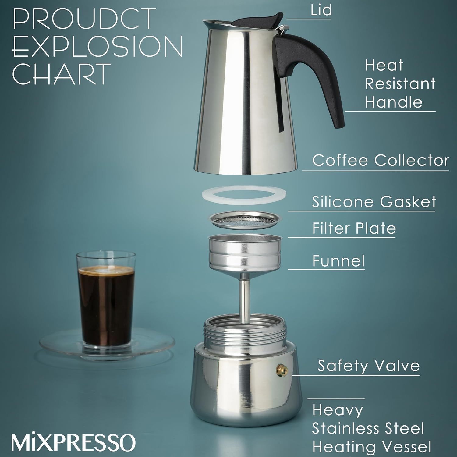 Cafeteira Mocha de Aço Inoxidá - Coffee Tea Pot avaliação e preço