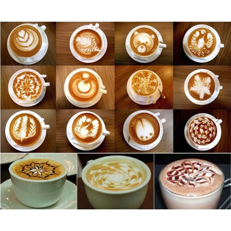 16 peças estênceis de arte de  - Coffee Stencil Art avaliação e preço